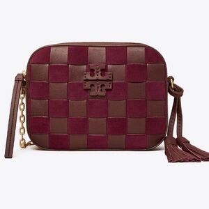 Tory Burch McGraw Woven Camera Bag in Burgundy